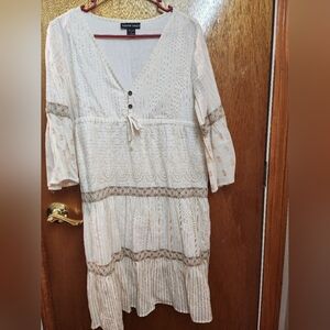 White and Tan Boho Dress ( Only One Day Used )